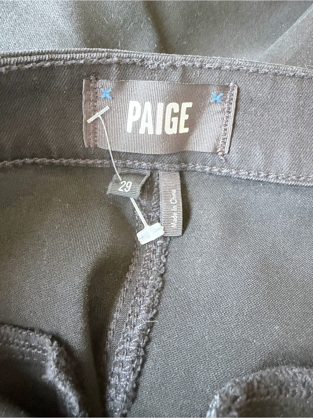 🖤 NWT PAIGE Leenah Ankle Patch Pocket Coated Jeans Black Fog Size 29 - Picture 4 of 8